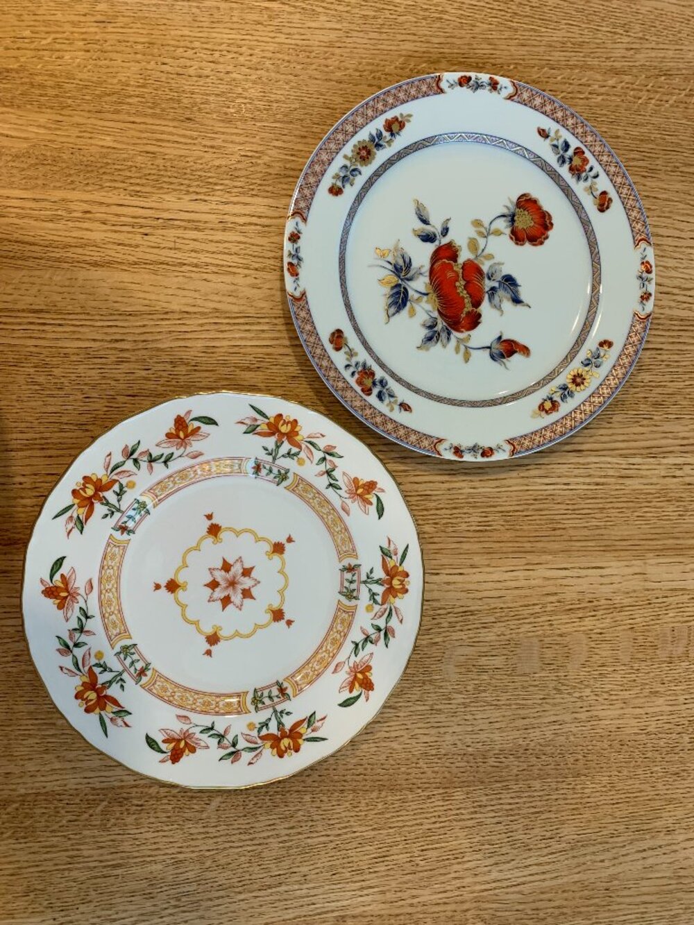 2 Vintage Fall Tone China/Porcelain Plates - 8 1/2" d. and 8" d.